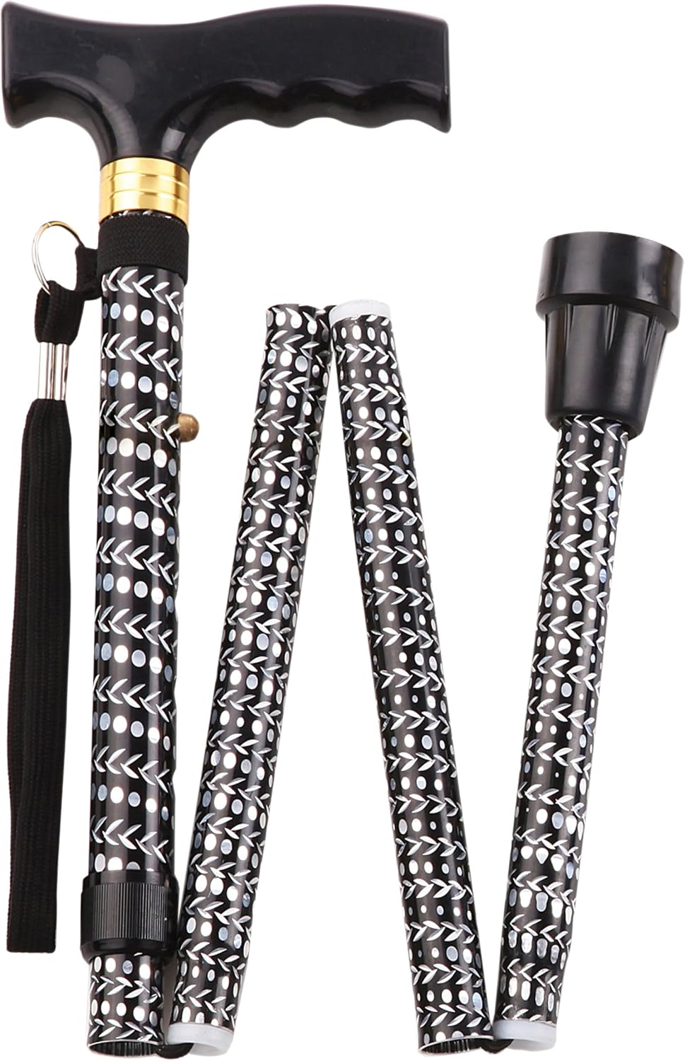 Aidapt Patterned Fold Down Adjustable Walking Stick With Wood Handle - VP155KG