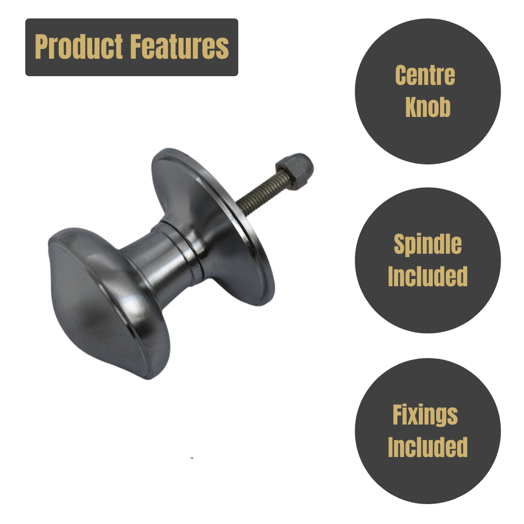 Vibe Centre Door Knob 63mm on Satin Chrome for Internal Doors