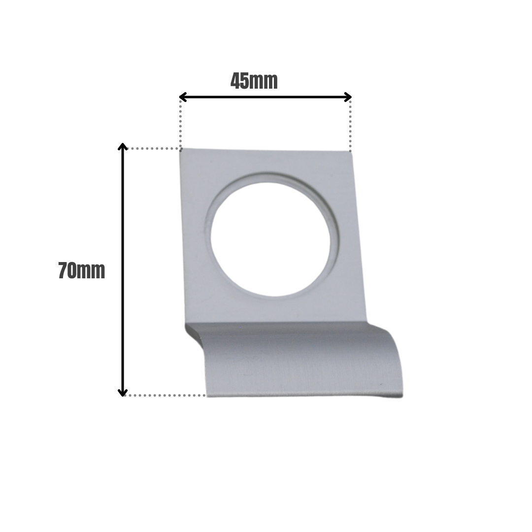 Vibe Cylinder Pull Square on Satin Anodised Aluminium with Curved Finger Grip for Cylinder Locks