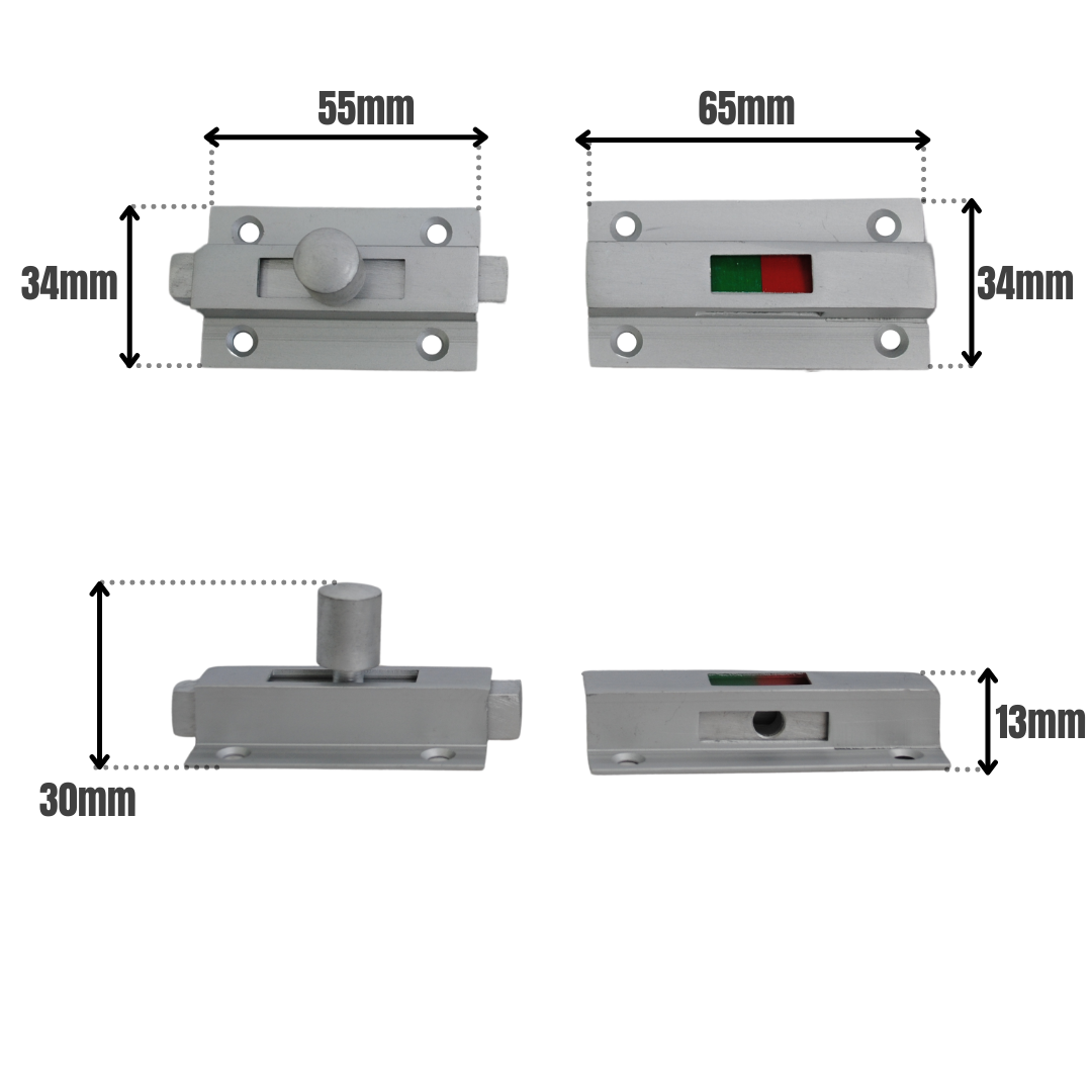 Vibe Contract Indicator Bolt on Satin Anodised Aluminium for Internal Doors