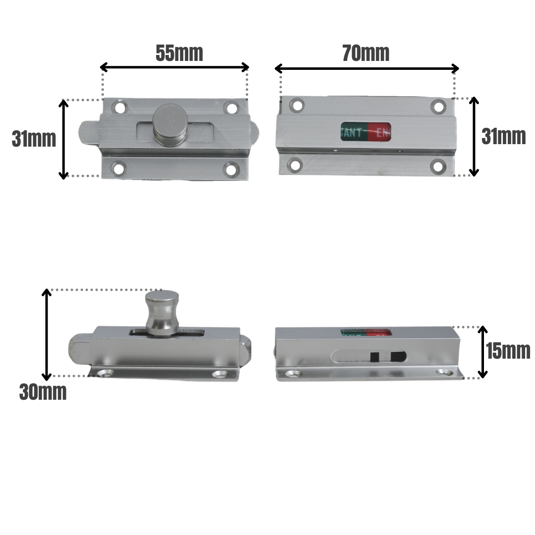 Vibe Contract Indicator Bolt on Bright Anodised Aluminium for Internal Doors