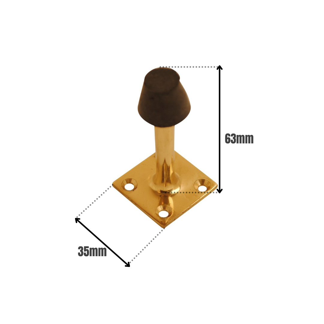 Vibe Projection Square Door Stop 63mm on Brass