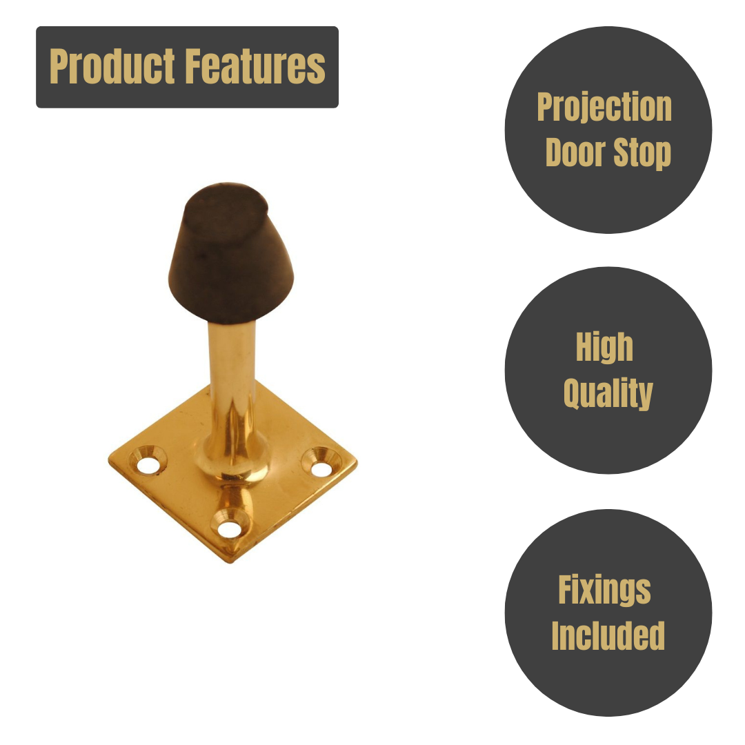 Vibe Projection Square Door Stop 63mm on Brass