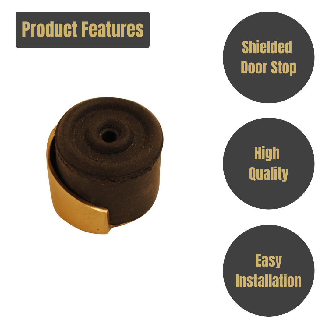 Vibe Shielded Door Stop Brass 33mm