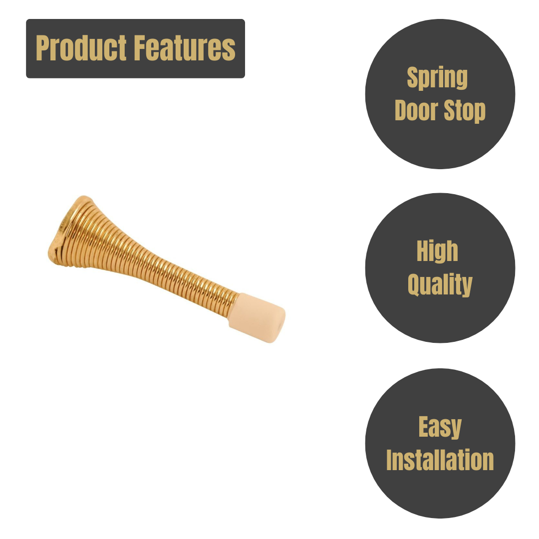 Vibe Spring Door Stop Electro Brass 75mm