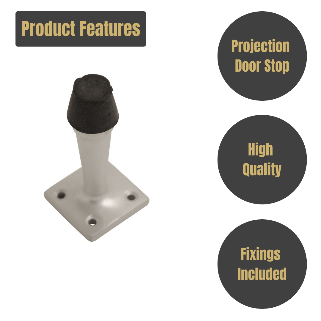 Vibe Projection Square Door Stop 63mm on Satin Anodised Aluminium