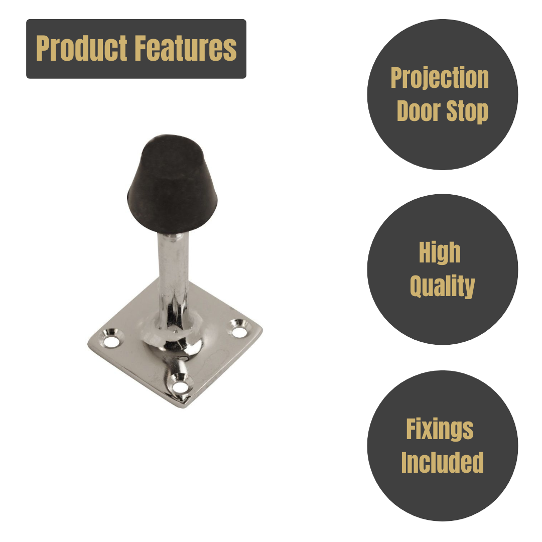 Vibe Projection Square Door Stop 63mm on Chrome