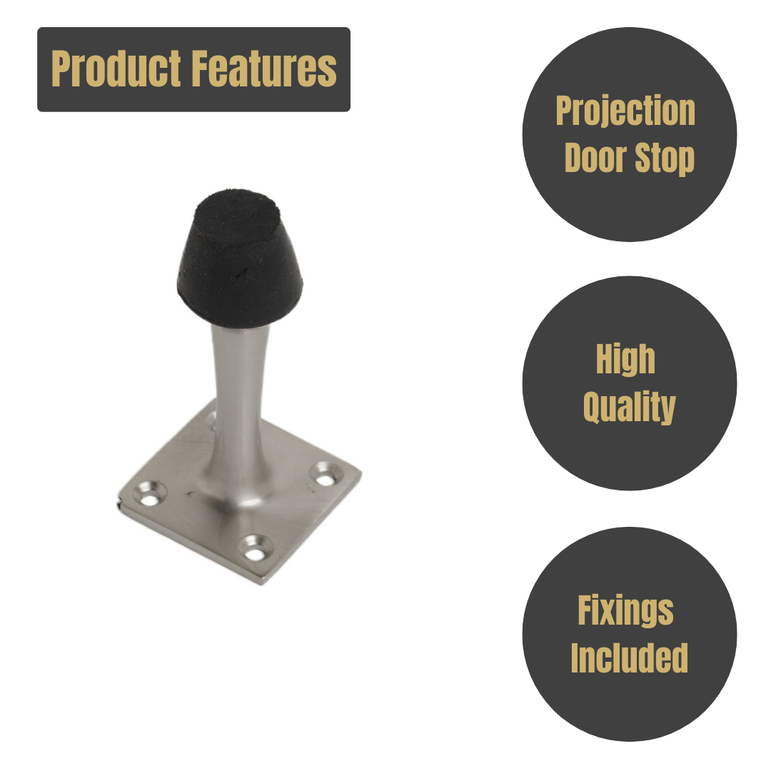 Vibe Projection Square Door Stop 63mm on Satin Chrome