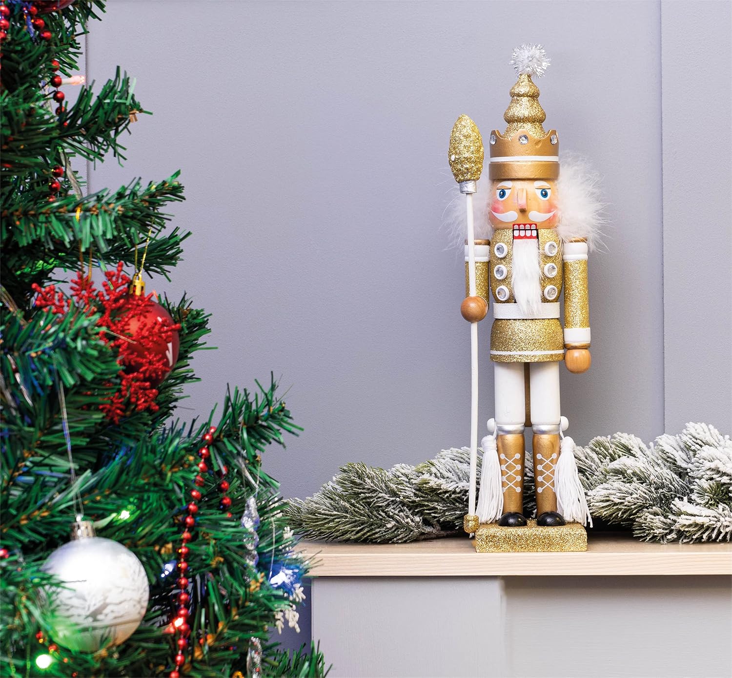 St Helens Home & Garden Nutcracker with Staff Christmas Decoration 40cm - GH981B