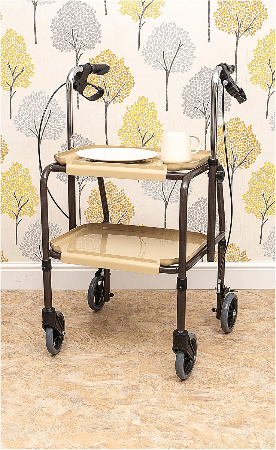 Height Adjustable Kitchen Strolley Trolley with Brakes - VG798WB