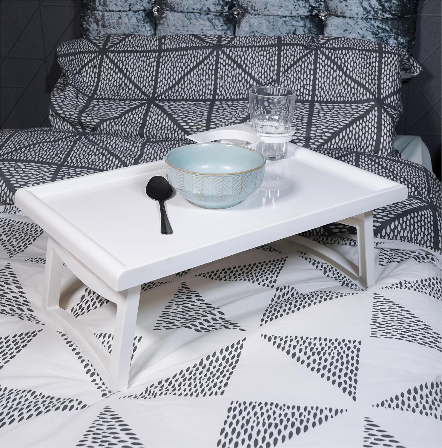 Folding Bed Tray Table with Accessory Holders - VM938G