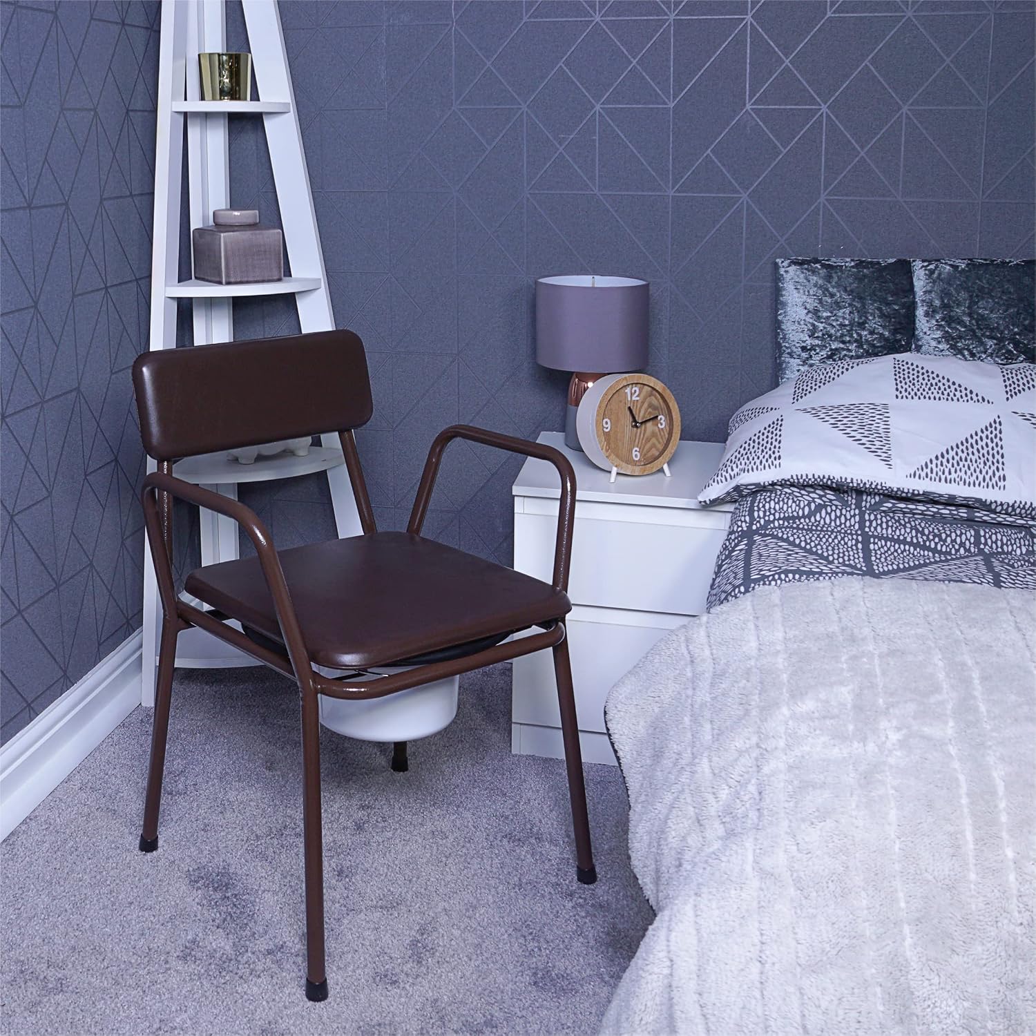 Aidapt Bedside Commode Chair With Padded Seat & Backrest - VR160X