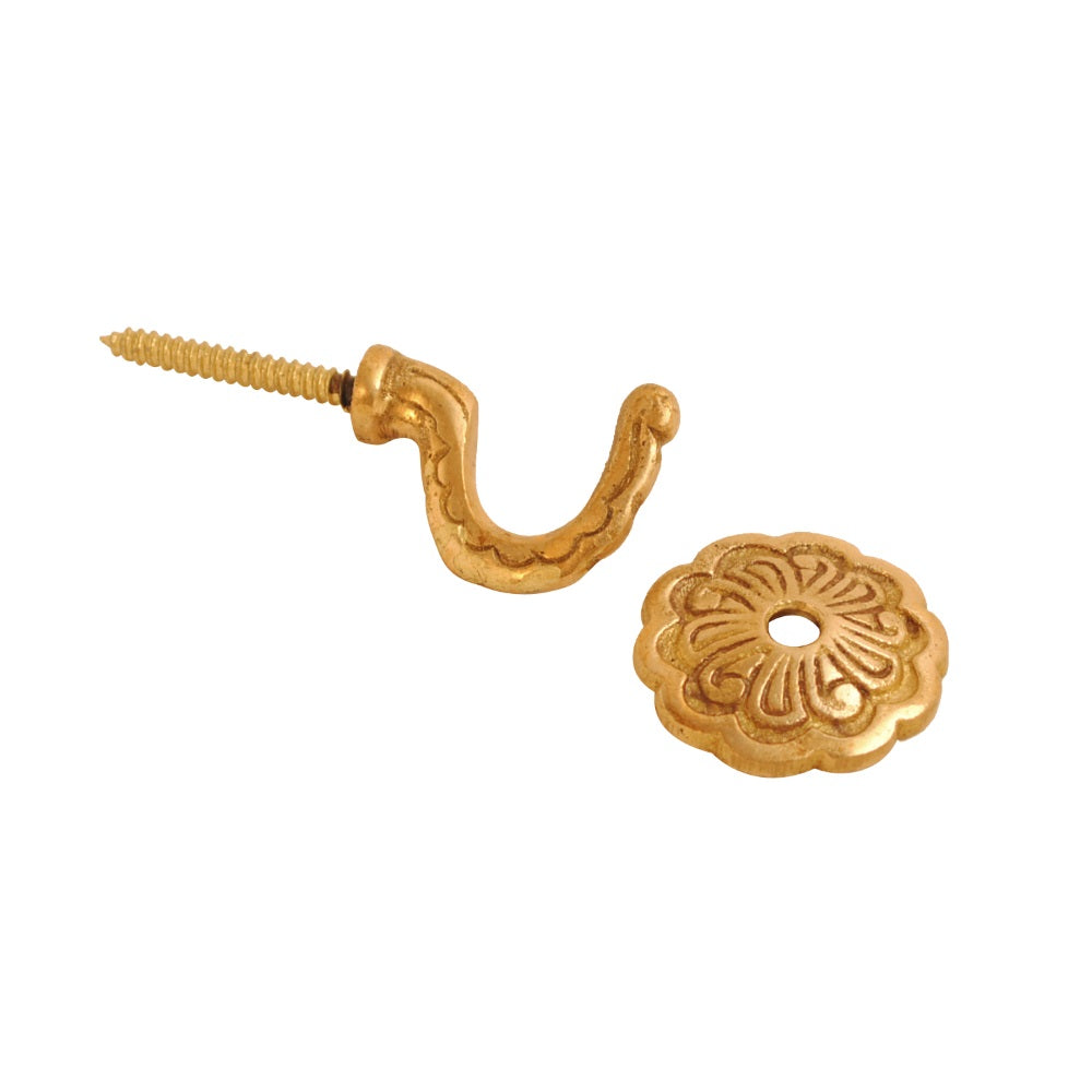 Tieback Hook Rosette/Plate Brass