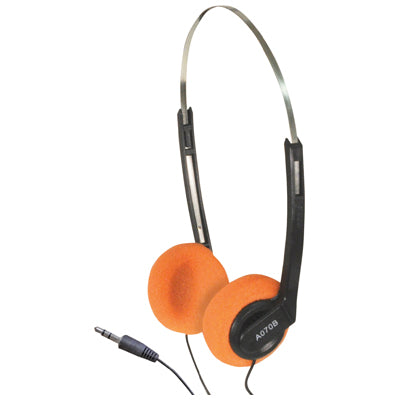 Lightweight Stereo Headphones With Orange Pads