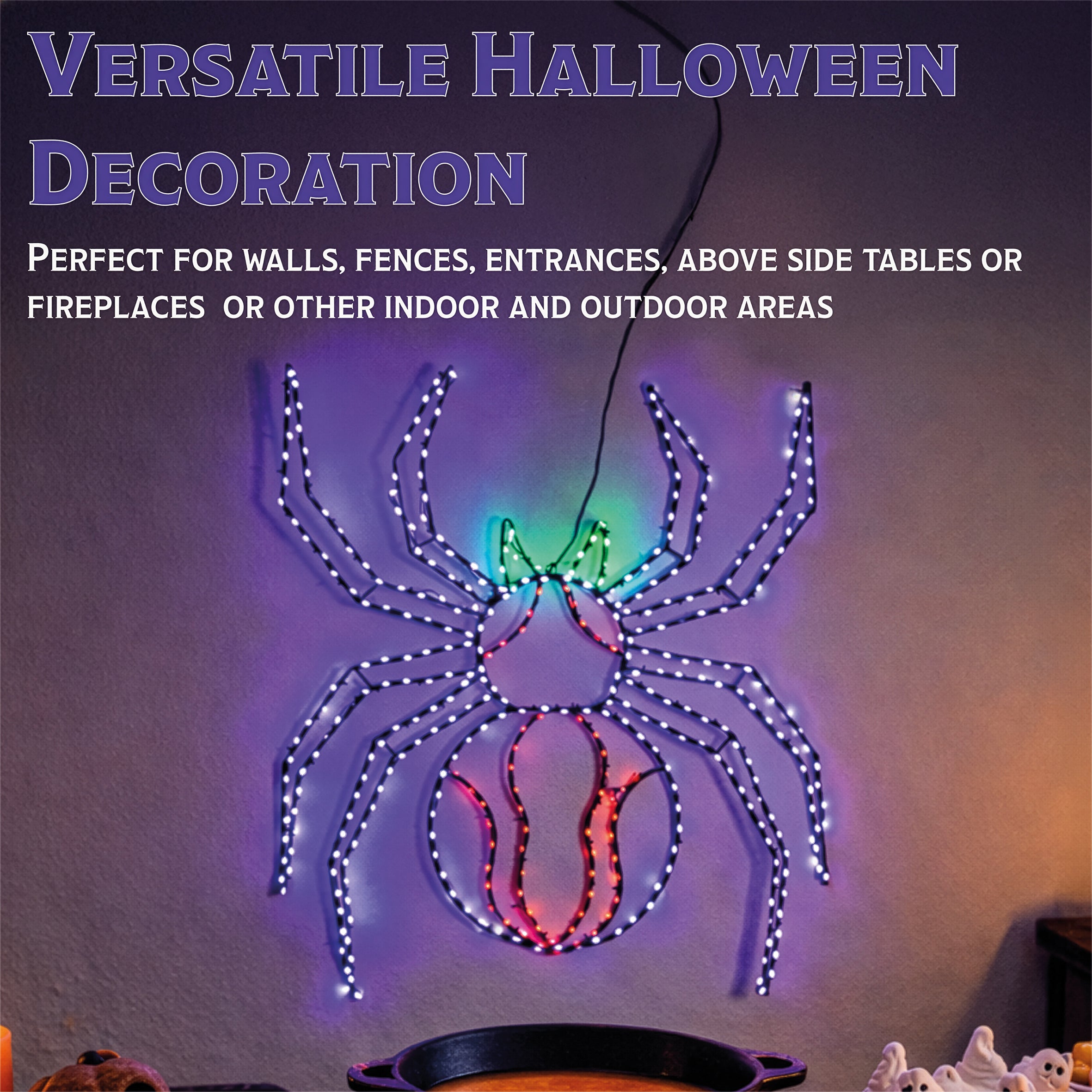 Fxlab Multicolour Micro LED Metal Silhouette Spider Outdoor Timer