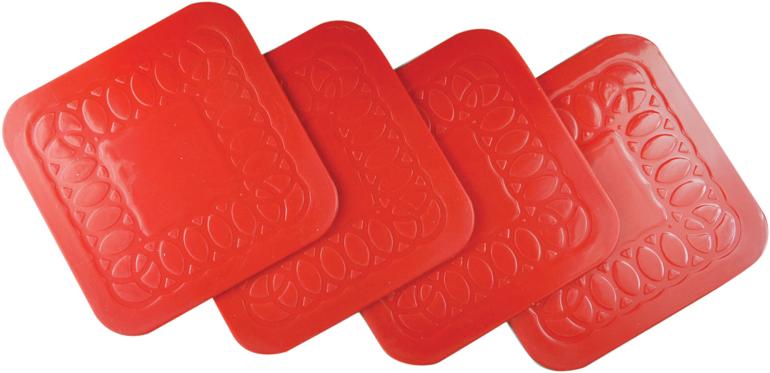 Tenura Anti Slip Silicone Rubber Square Coaster (Pack of 4) - VM989R