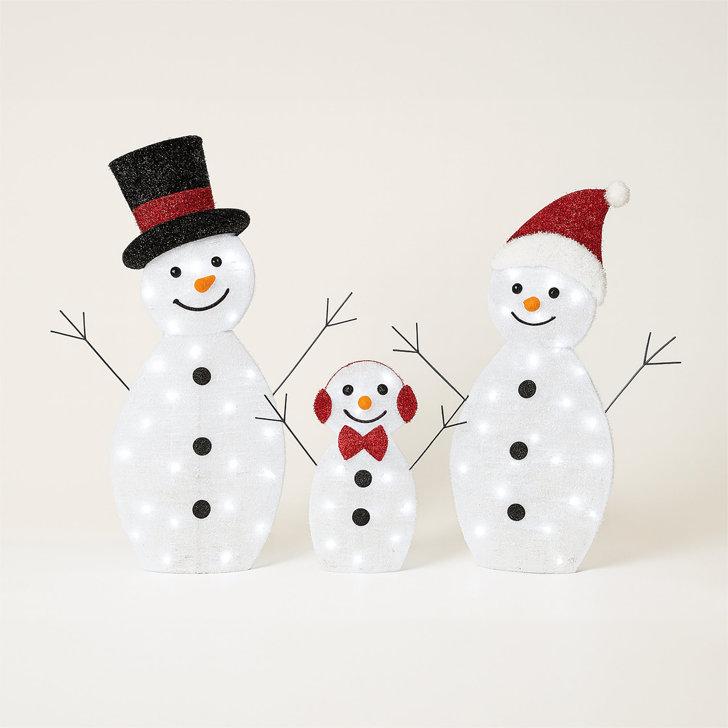Xmas Haus Set of 3 Festive Snowmen 80 Led