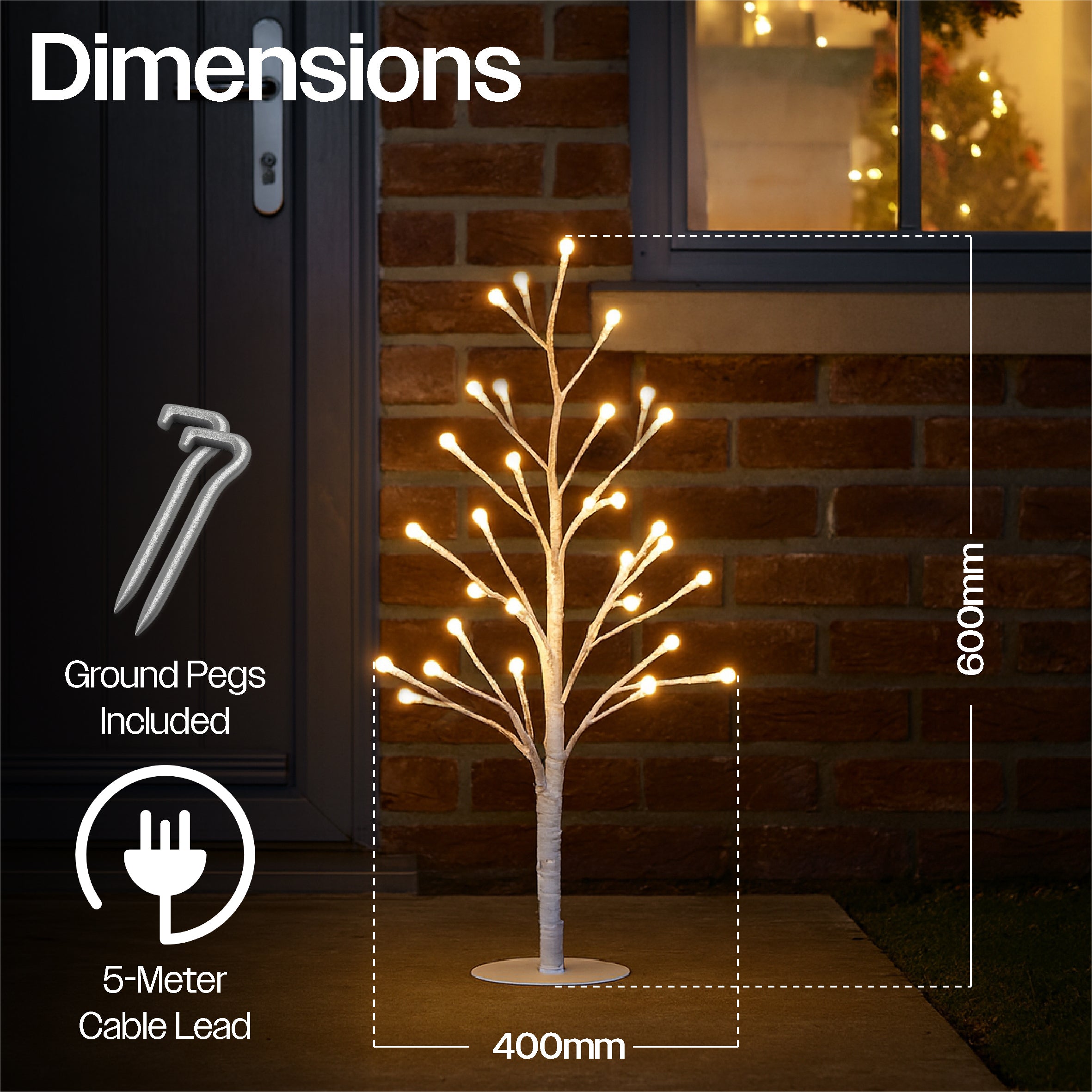 Xmas Haus Pre-Lit Birch-Style Tree with Ball Diffuser LEDs & 8 Lighting Modes – Available in 5 Sizes