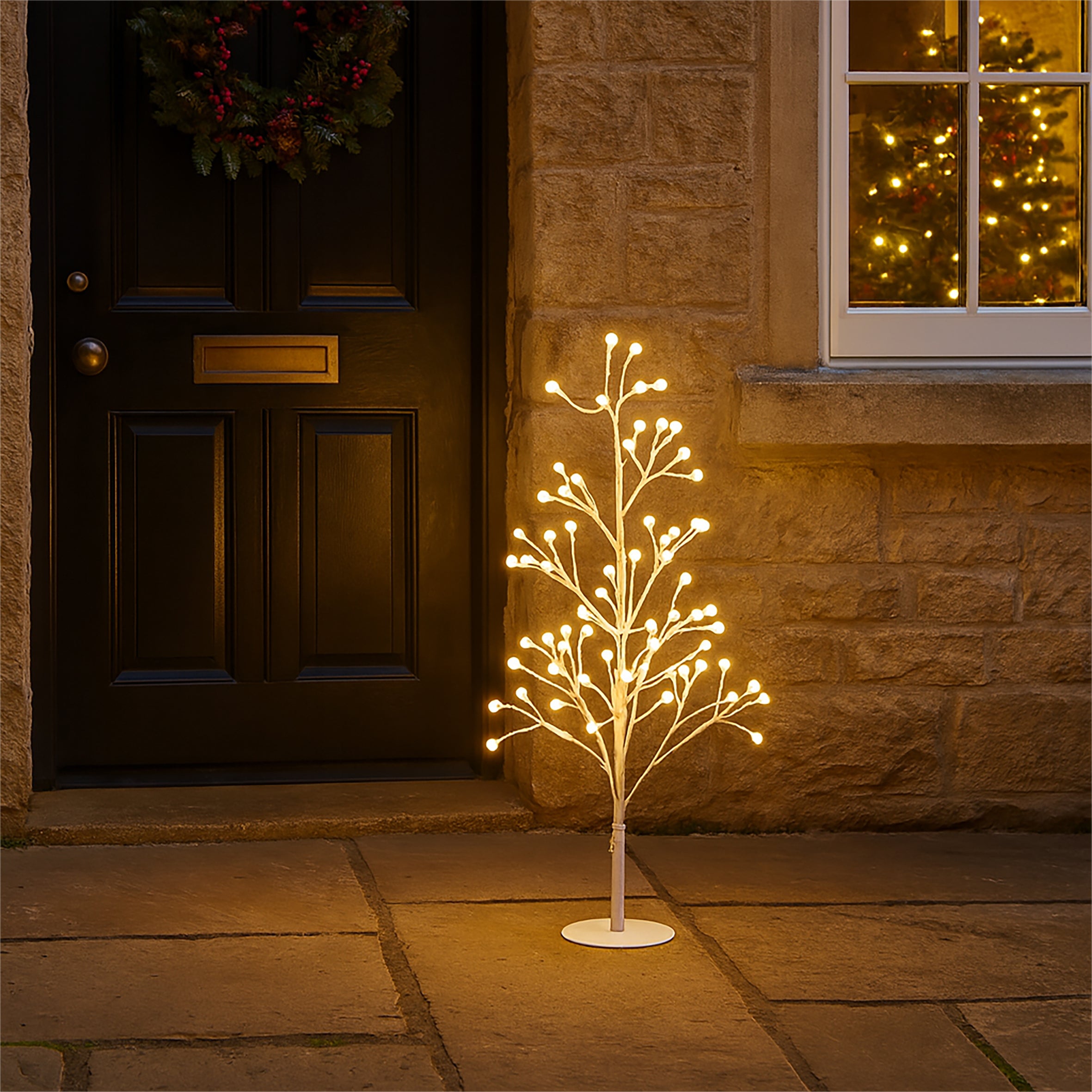 Xmas Haus Pre-Lit Birch-Style Tree with Ball Diffuser LEDs & 8 Lighting Modes – Available in 5 Sizes