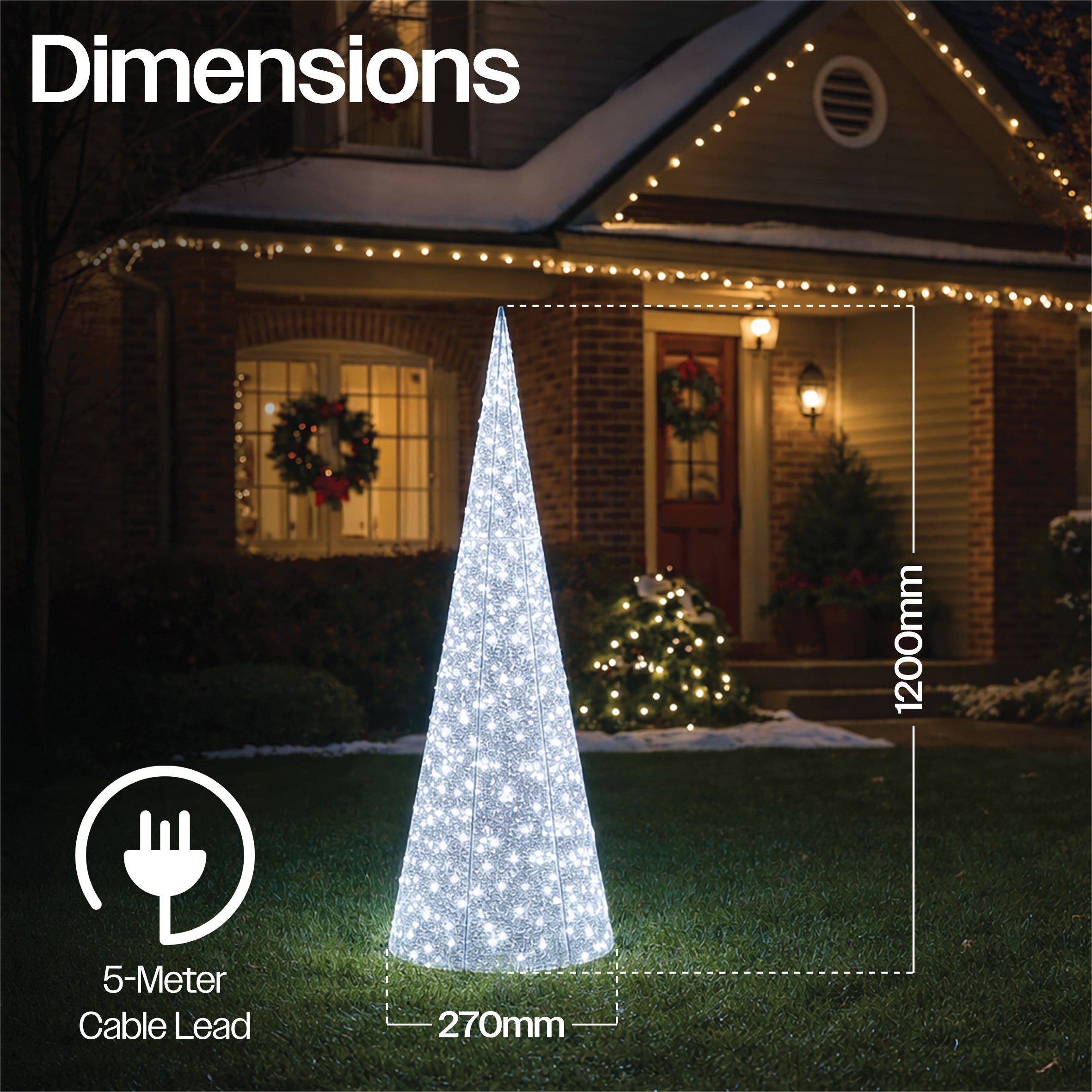 Xmas Haus Festive Christmas Cone-Shaped LED Light Tower
