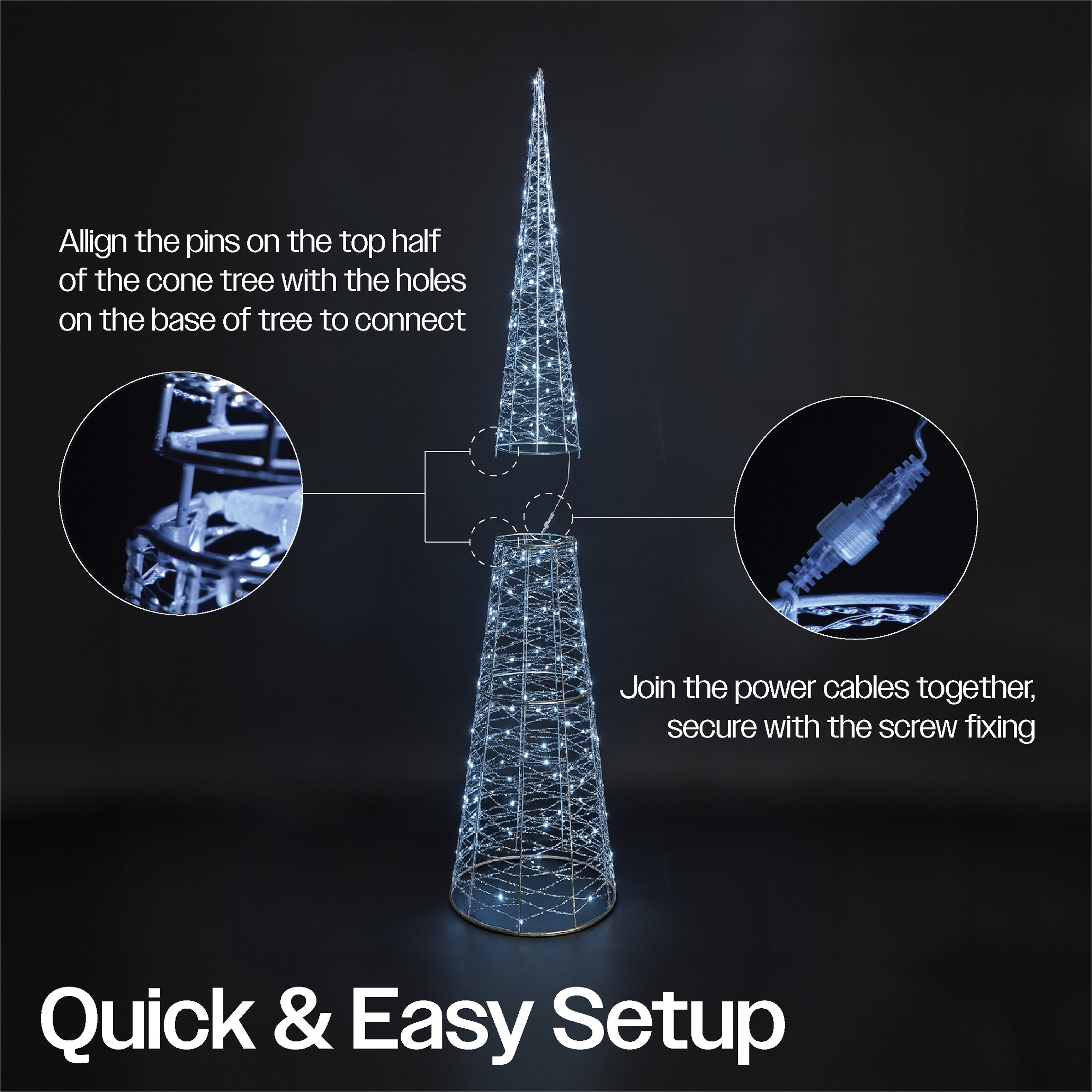 Xmas Haus Festive Christmas Cone-Shaped LED Light Tower