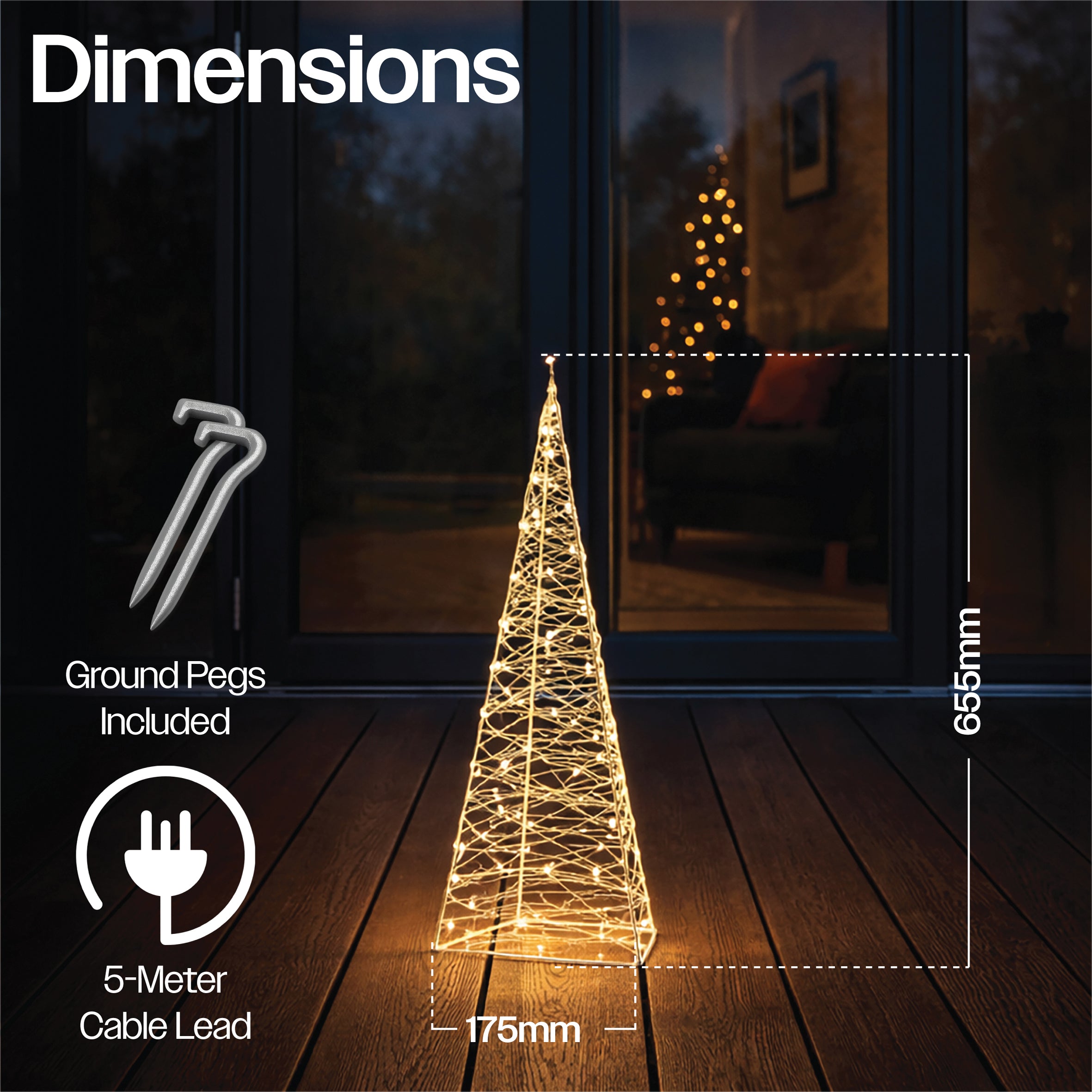Xmas Haus 65.5CM FestiveChristmas Pyramid-Shaped LED Christmas Tower