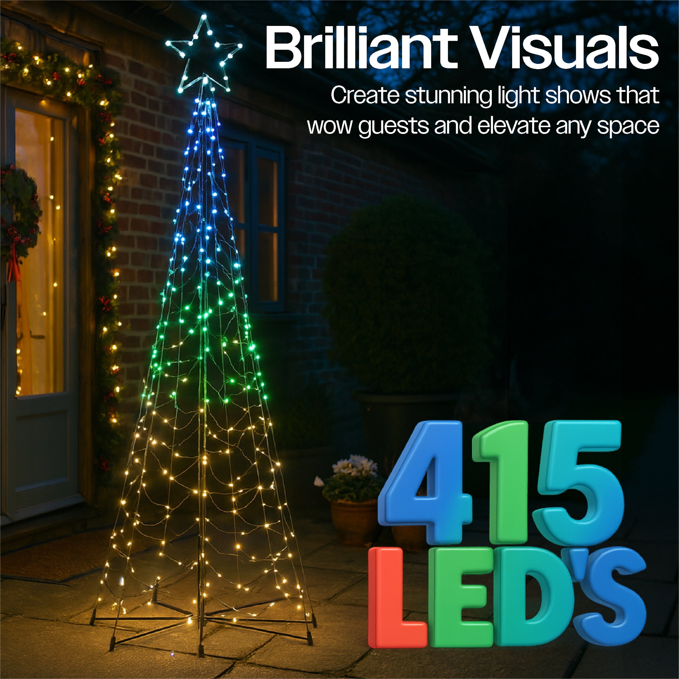 Xmas Haus All Surface Flagpole Tree RGB APP Control or Handheld Remote 2.4m