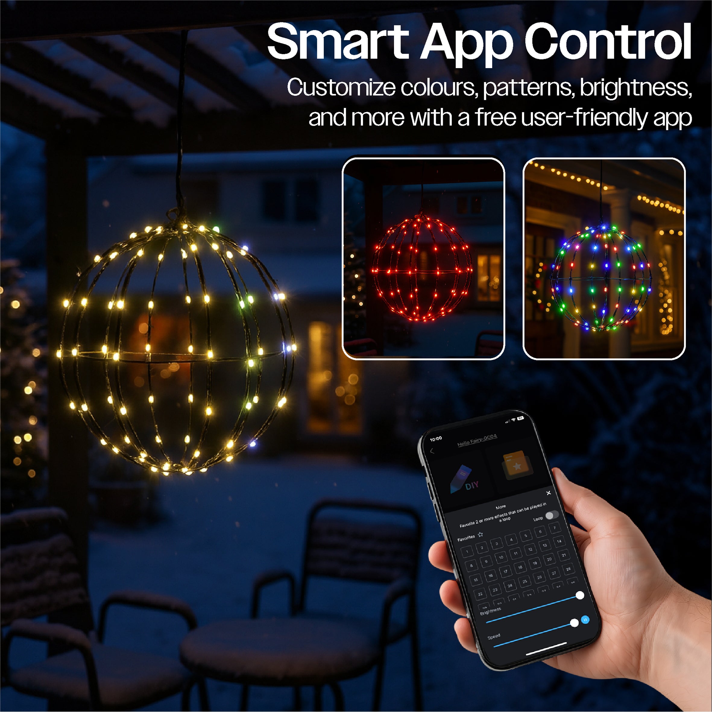 Xmas Haus RGB Mini Seed LED Multifunction Black Foldable Ball Light