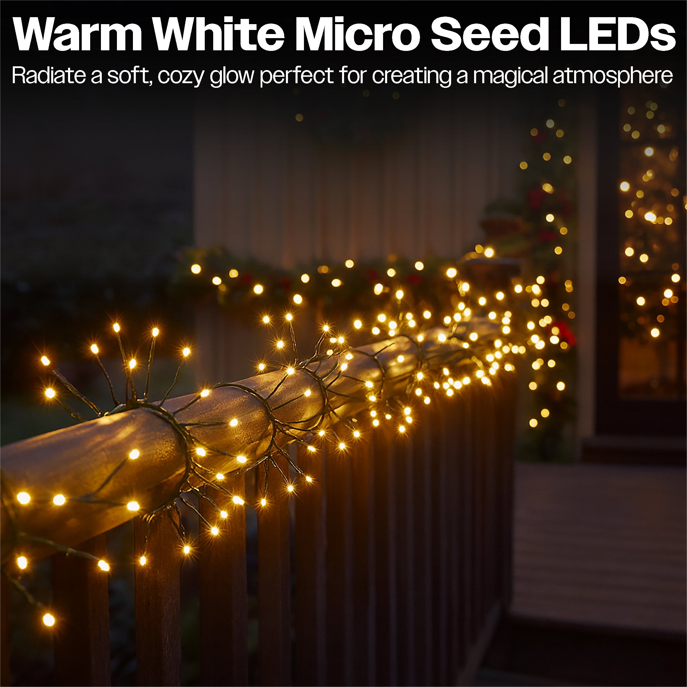 Xmas Haus Warm White Multifunction Micro LED Green Wire Cluster Lights