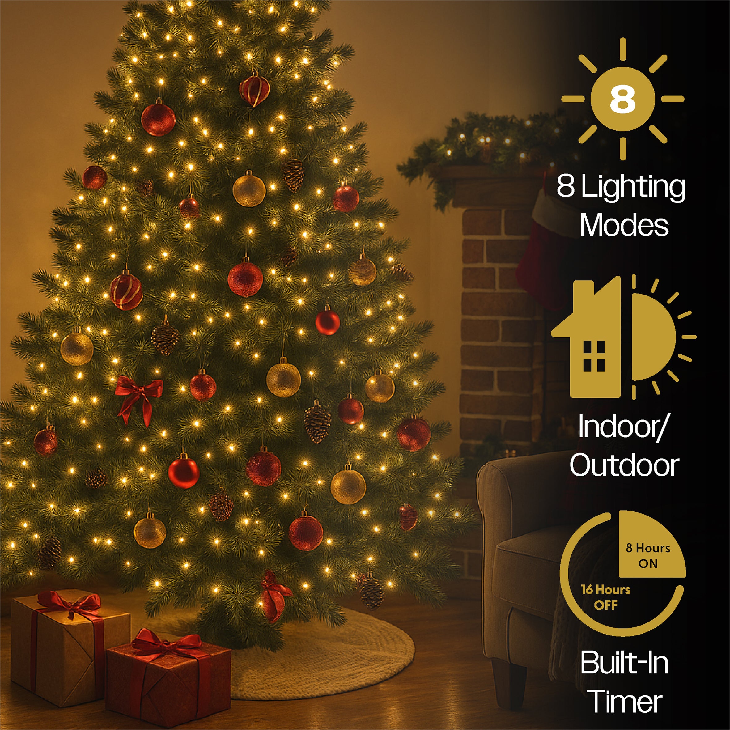 Xmas Haus Warm White Multifunction Micro LED Green Wire Cluster Lights