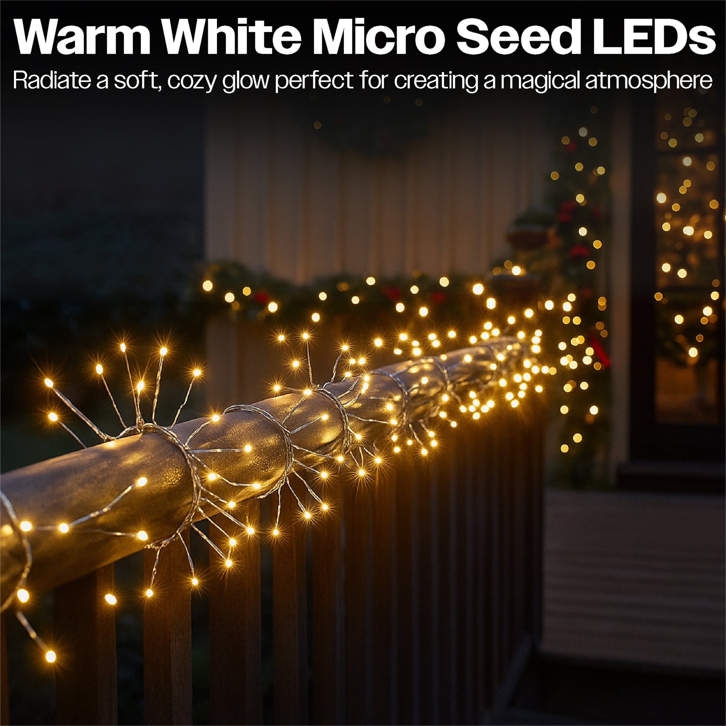 Xmas Haus Warm White Multifunction Micro LED Silver Wire Cluster Lights