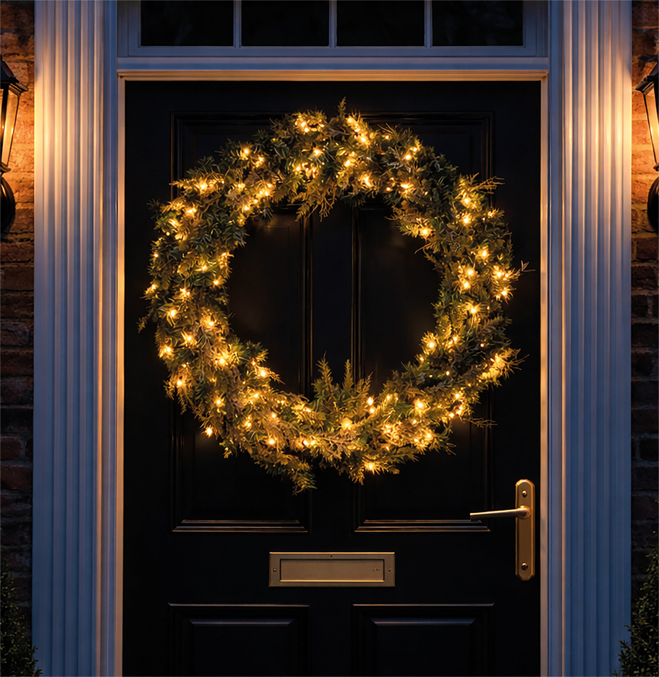 Xmas Haus White LED Wreath Outdoor Christmas Decoration with Timer