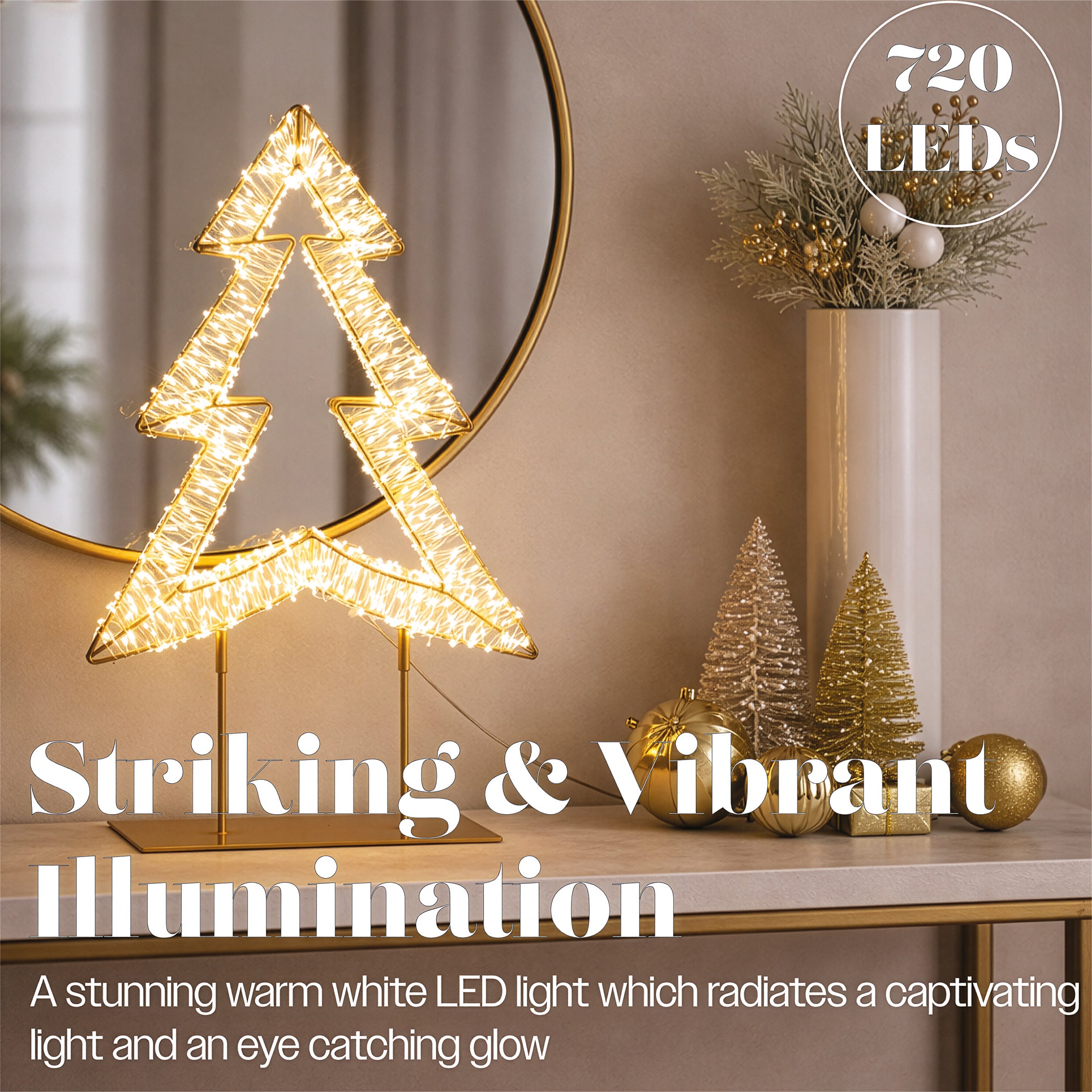 Xmas Haus LED Champagne Gold Metal Tree Indoor Christmas Decoration with Timer