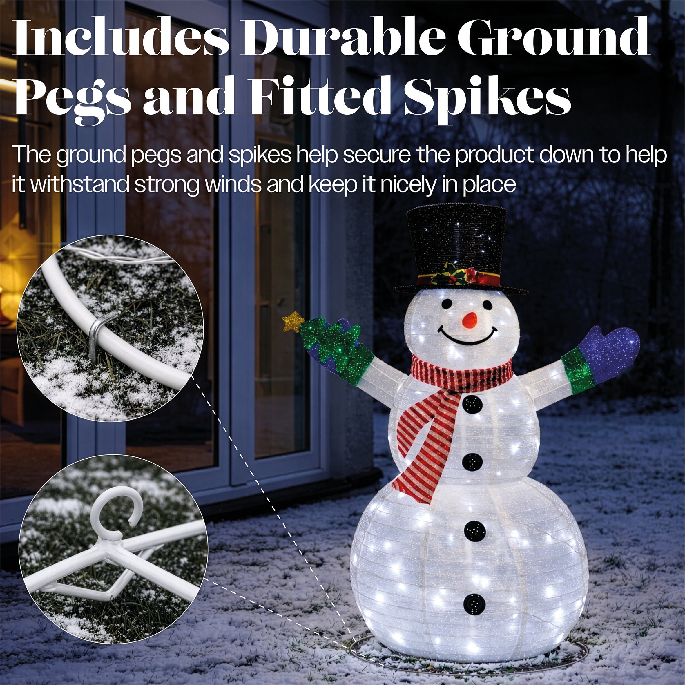 Xmas Haus 120cm Warm White LED Fold Snowman with Flash Outdoor Decoration with Flash Timer