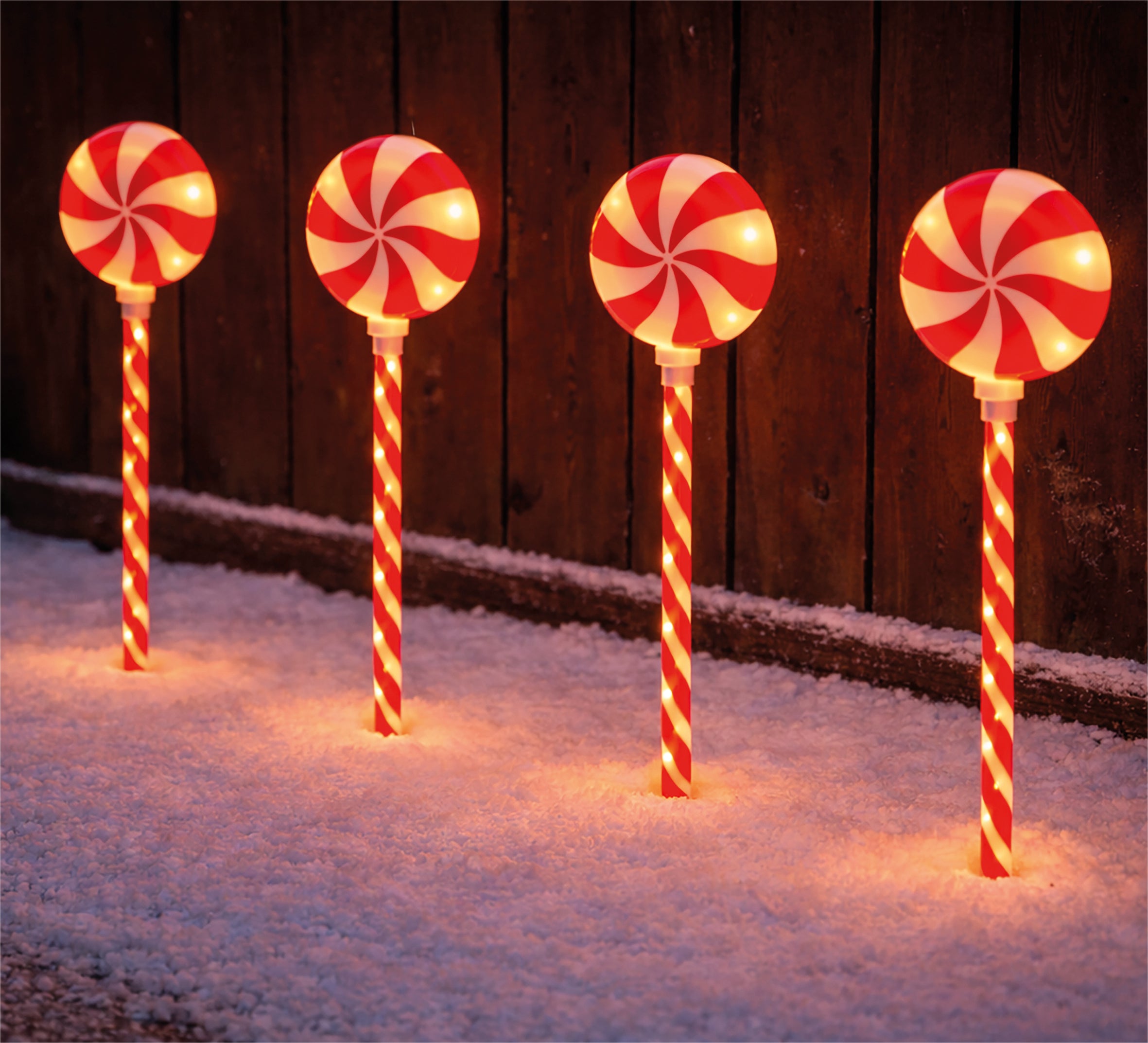 Xmas Haus LED Candy Cane Stake Light Decoration Battery Operated with Timer