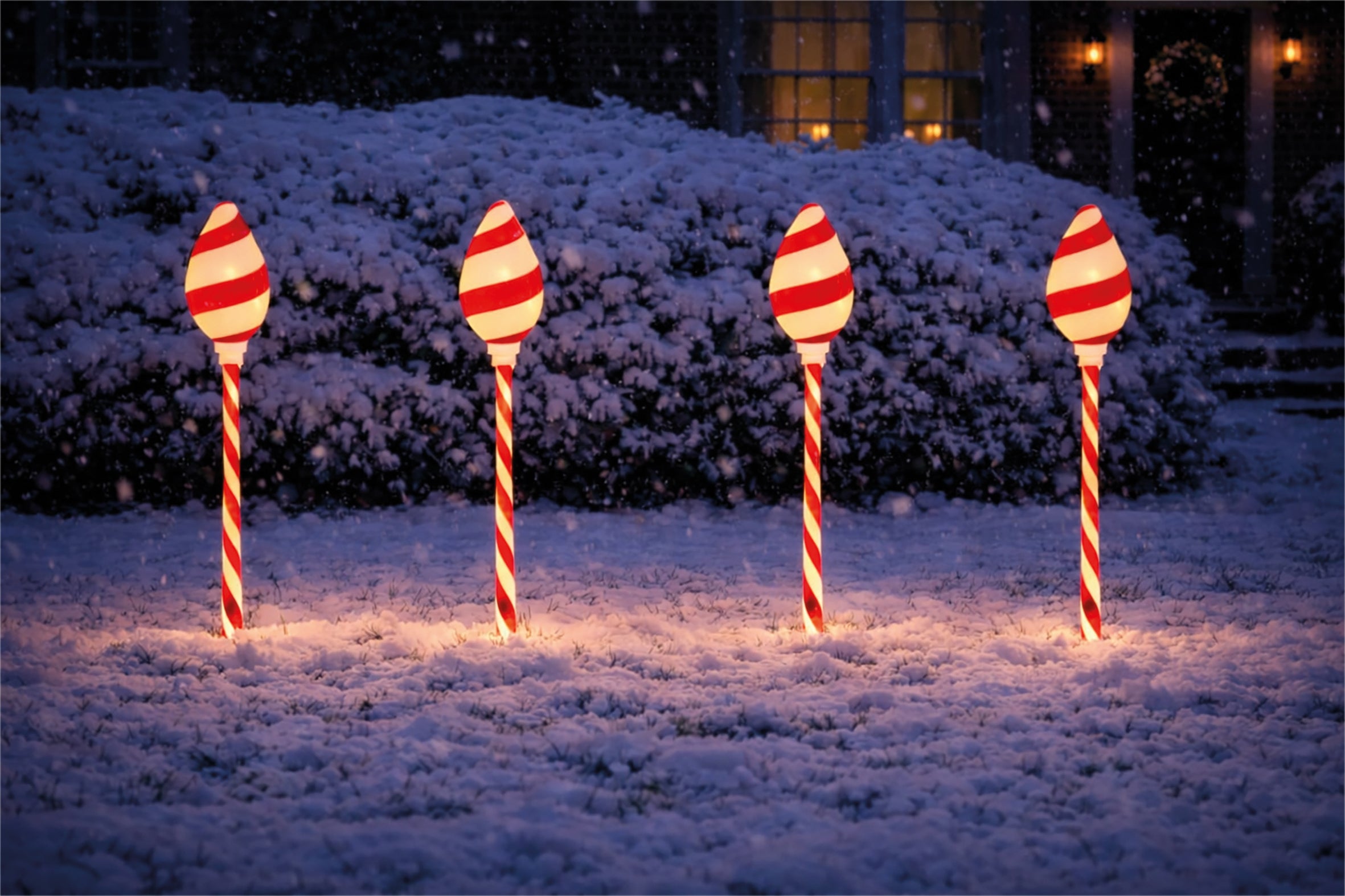Xmas Haus LED Candy Cane Stake Light Decoration Battery Operated with Timer