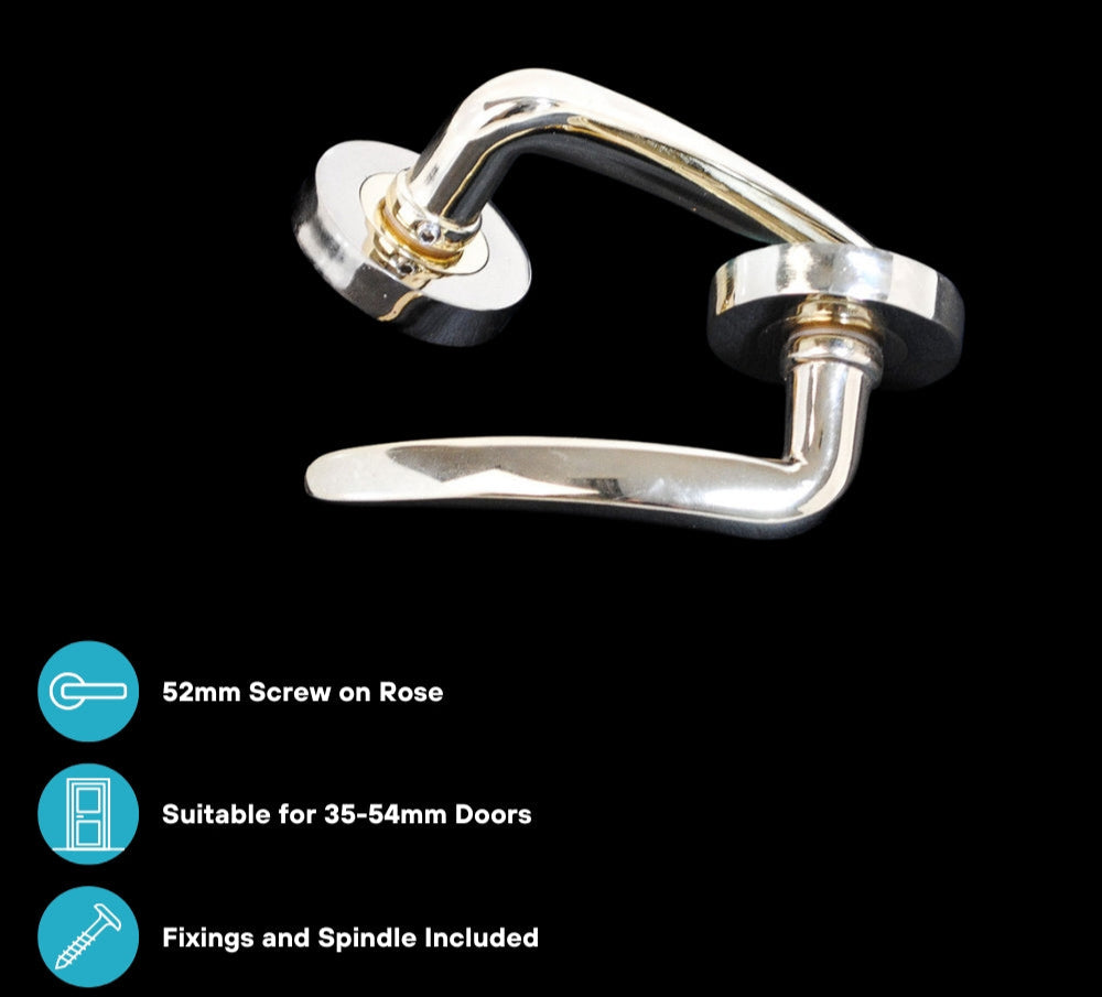 ViBE Corsica Lever on Rose Door Handle in Polished Brass for Internal Doors