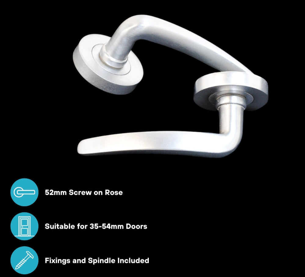 ViBE Corsica Lever on Rose Door Handle in Satin Chrome for Internal Doors