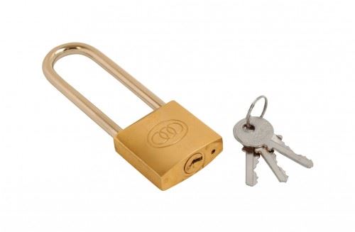 Tri-Circle Padlock Long Shackle 50mm Brass Pack Of 1