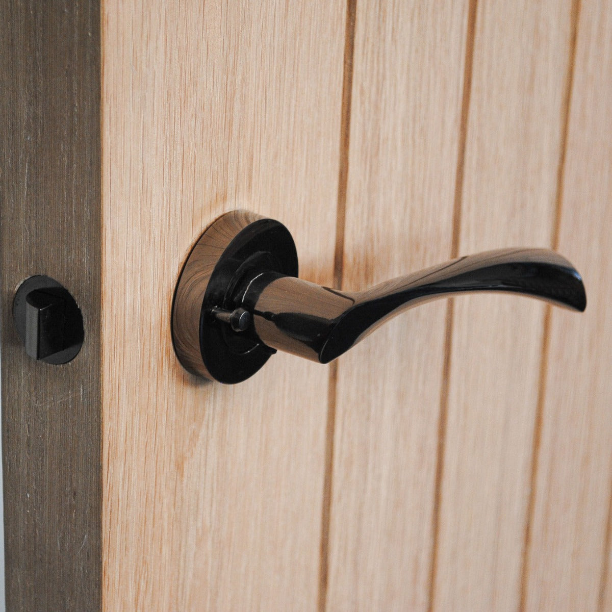 ONYX Design Push Button Privacy Twirl Lever in Polished Black Nickel for Bathroom Doors