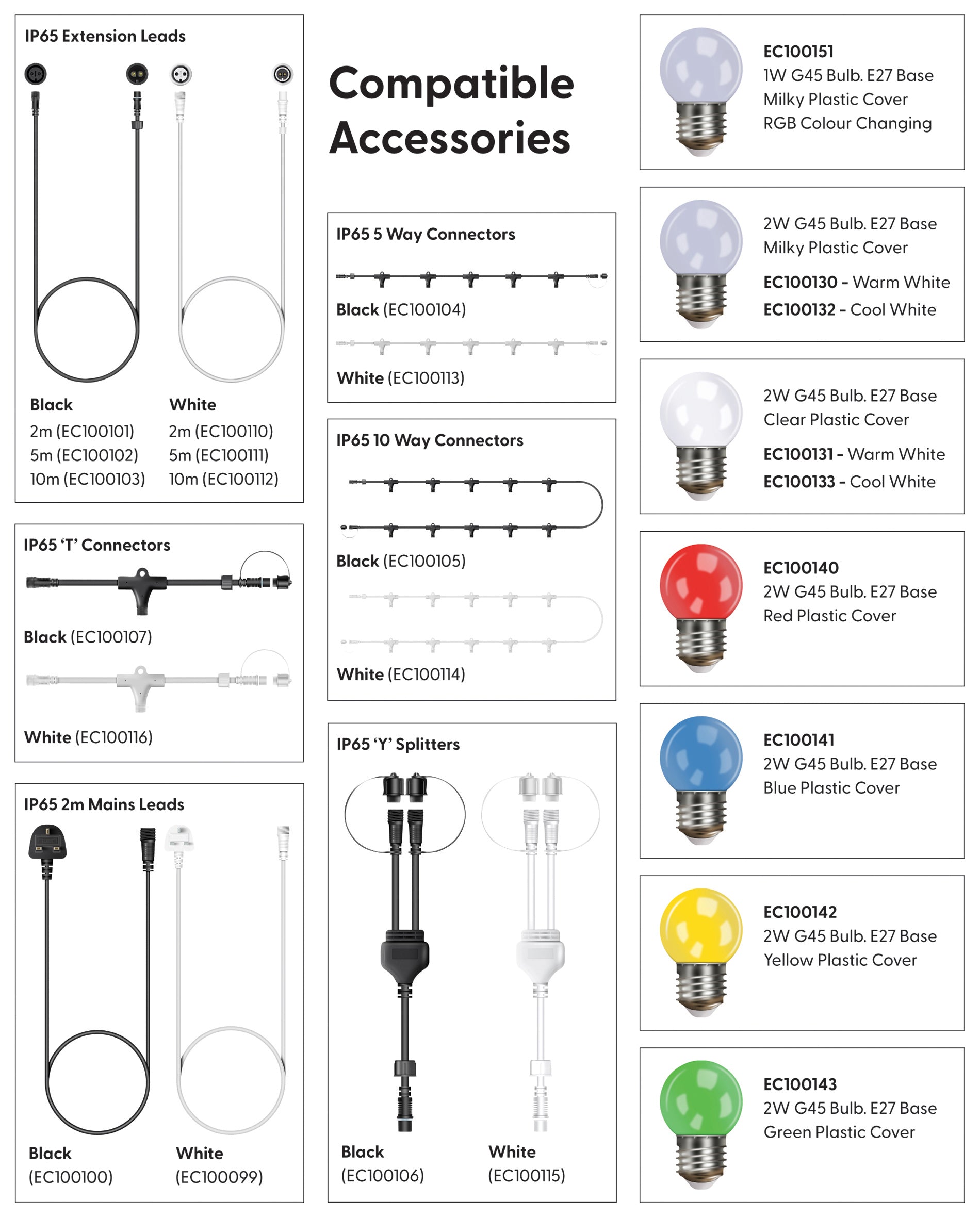Eagle Connect Outdoor Festoon String Light Harness, Black Rubber Cable, 230V Mains Powered, IP65 Waterproof