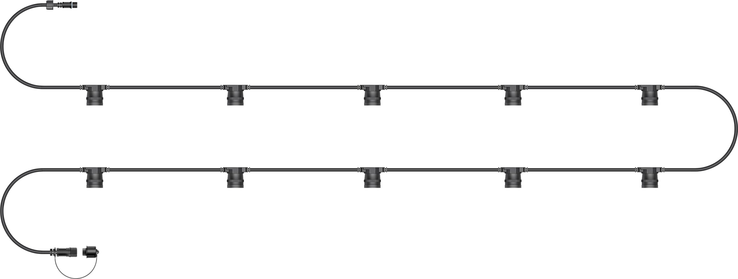 Eagle Connect Outdoor Festoon String Light Harness, Black Rubber Cable, 230V Mains Powered, IP65 Waterproof