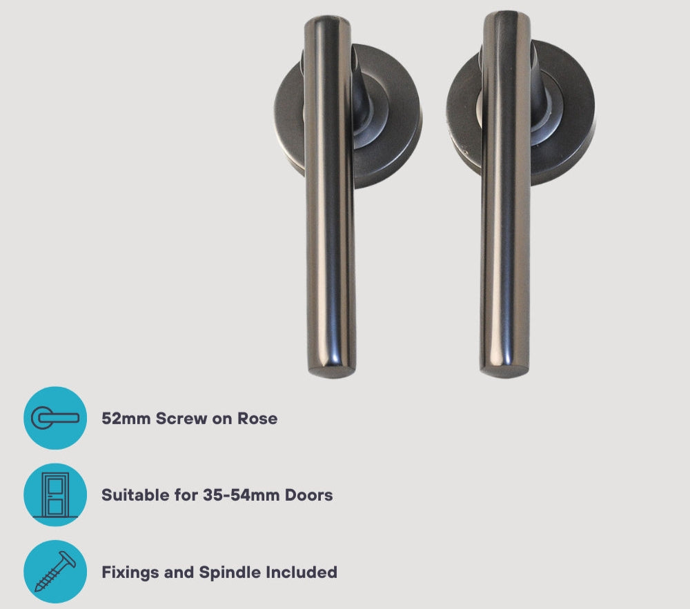 ONYX Design Laurel on Rose Door Handle in Gunmetal for Internal Doors