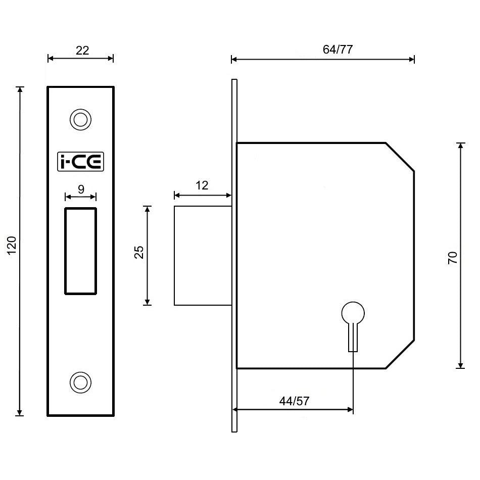 3 Lever Deadlock 75mm CE Rated Satin Nickel Plated