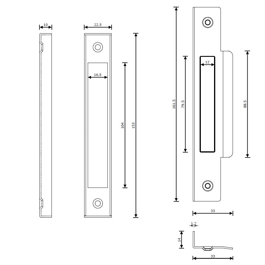 Rebate Set for 3 Lever Sashlock Electro Brass