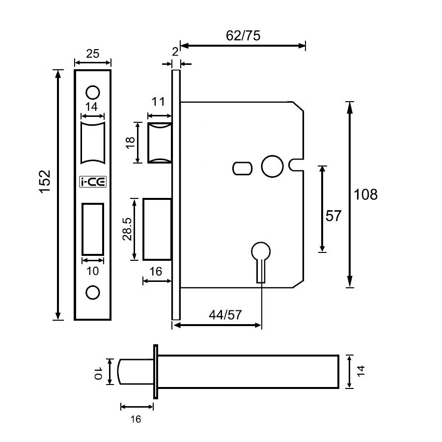 5 Lever Sashlock 63mm British Standard BS3621 Polished Stainless Steel