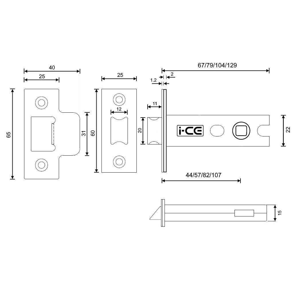 Architectural Tubular Latch CE Rated Electro Nickel/Satin nickel Plated