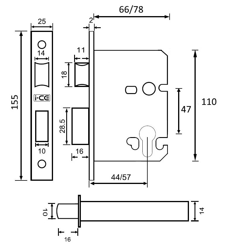 Euro Sash Lock Case 75mm CE Rated Nickel Plated