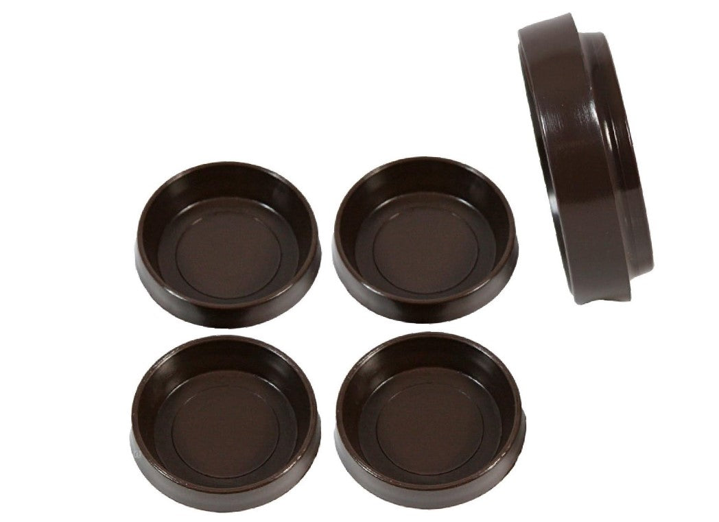 Fort Fasteners Castor Cups, Large 60mm Brown Plastic 8 Castor Cups