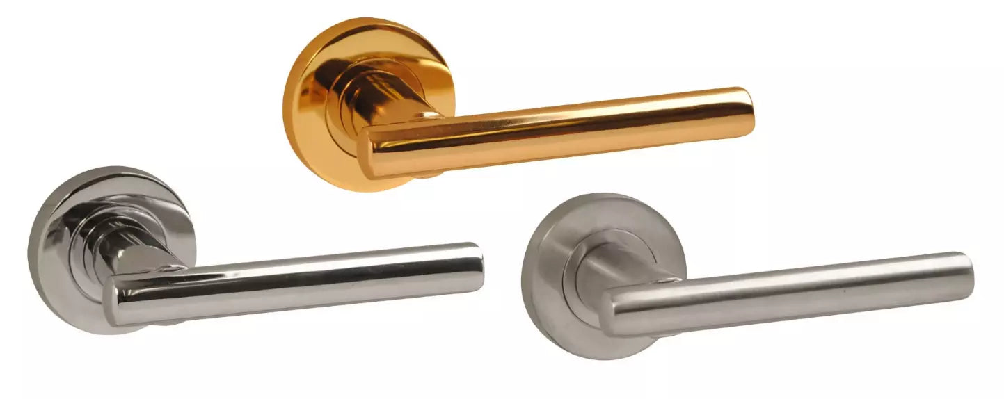 Laurel Internal Door Handle Lever on Rose Chrome or Brass, Satin or Polished